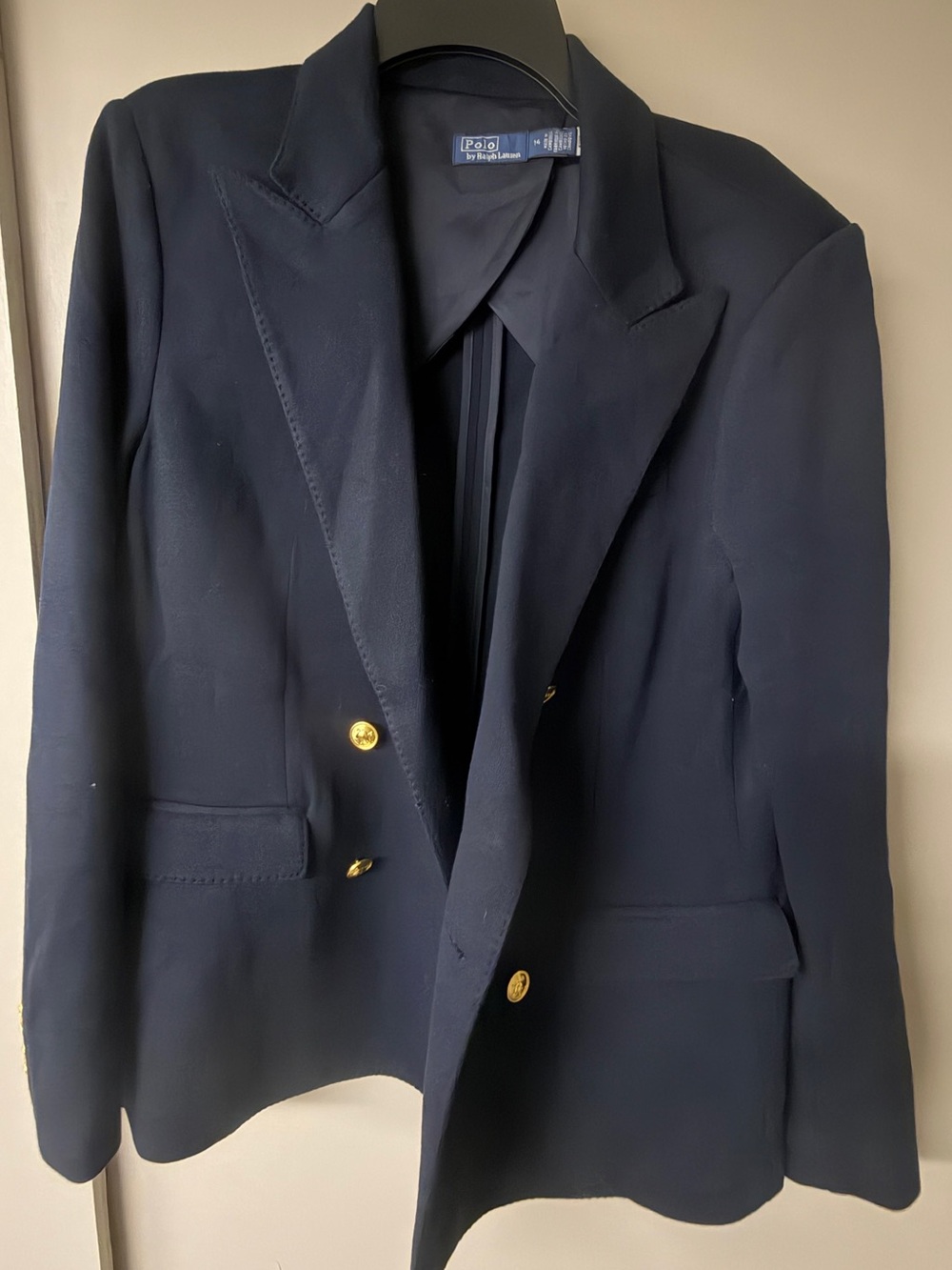 Polo by Ralph Lauren Navy Double-Breasted Blazer with Gold Buttons